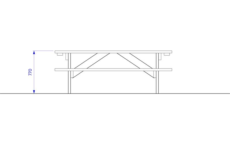 Technical render of a Wheelchair Inclusive Picnic Table